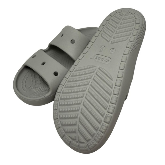 Crocs Womens size 7 Classic Slide Sandals silver gray slip on shoes double strap - Picture 3 of 5